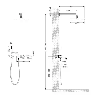 Душевой комплект Timo Saona SX-2348/18SM чёрное золото